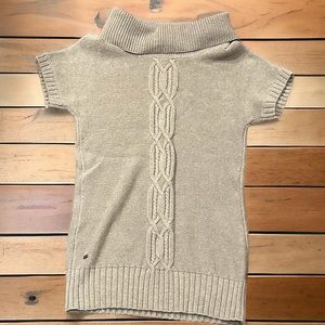 Athleta Cowl Neck Chunky Cable Knit Sweater Dress Med Tan Womens Tunic